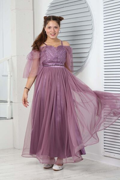 Asortik Kids Kız Çocuk Uzun Abiye Elbise Mezuniyet Kıyafeti