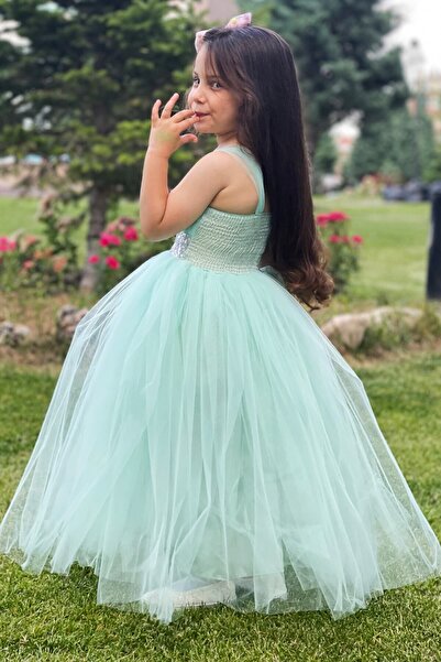 Asortix Rochie de seară pentru fete, cu paiete brodate în talie, cu spate ela...