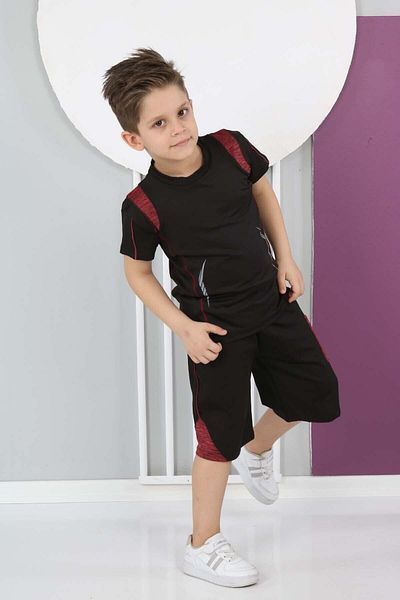 Asortik Kids Pantaloni scurți sport din țesătură pentru scufundări pentru băieți Tricou Bermude Set de jos