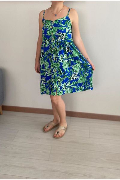 sharin Rochie de vară pentru femei cu bretele Midi colorate cu nasturi - A1-2235