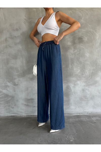 AREF JEANS Pantaloni lungi de damă din țesătură strălucitoare