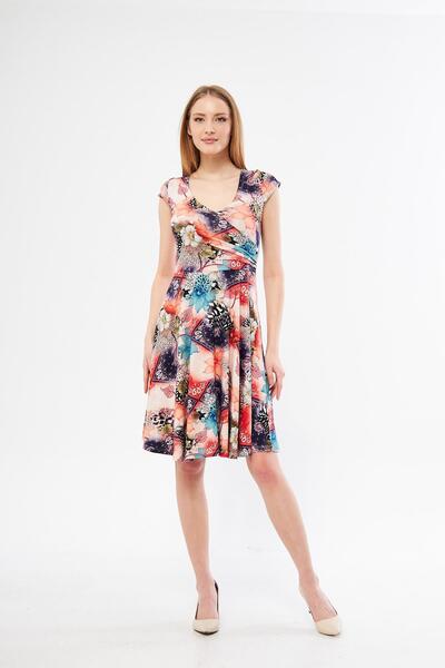 LİVE SPORT Rochie midi pentru femei cu model șal etnic - guler încrucișat, mâ...