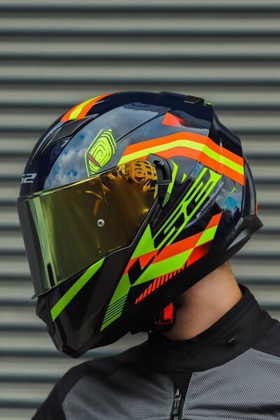 LS2 STREAM EVO REFLEX MAVİ TURUNCU KASK