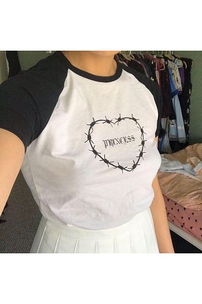 Touz Moda Y2k Princess Raglan Sleeve White Crop