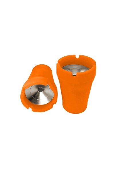 Intac يطفئ من المعدن من الداخل، صينية رماد غير معطرة باللون البرتقالي