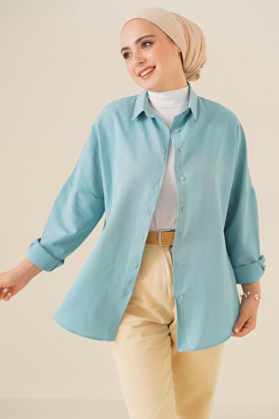 Bigdart 103901 Oversize Basic Hijab Shirt - Water Green
