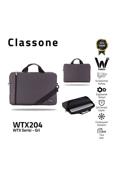 Classone Wtx204 Wtxpro Series قماش مقاوم للماء 15.6 بوصة ماك بوك، كمبيوتر محمول، حقيبة يد للكمبيوتر المحمول - رمادي