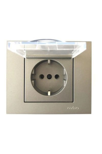 OVİVO Anthracite Colored Grano Metallic Grounded Socket Frame