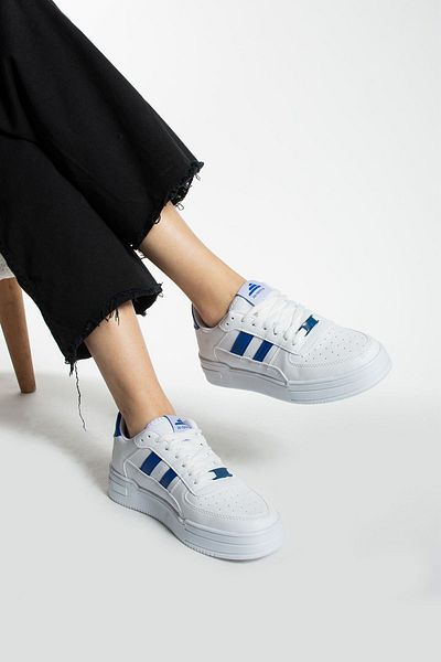 İnan Ayakkabı Women's White & Blue Casual Sneakers & Sports Shoes Orthopedic Insole (3 Cm Height)