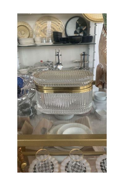 home nuria Jewelry Jewelry Box Organizer with Crystal Glass Lid and Gold Detail