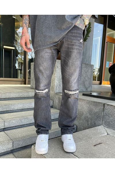 DİFRANSEL Μαύρο σκισμένο σε σειρά - Boyfriend Jeans της δεκαετίας του '90