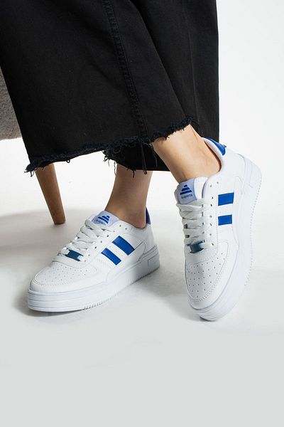 İnan Ayakkabı Women's White & Blue Casual Sneakers & Sports Shoes Orthopedic Insole (3 Cm Height)