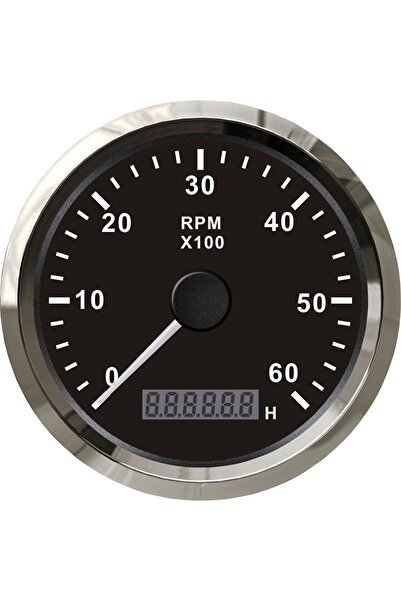 Genel Markalar Tekne Devir Göstergesi, 6000rpm, 100mm, Motor Zaman Saatli, Siyah