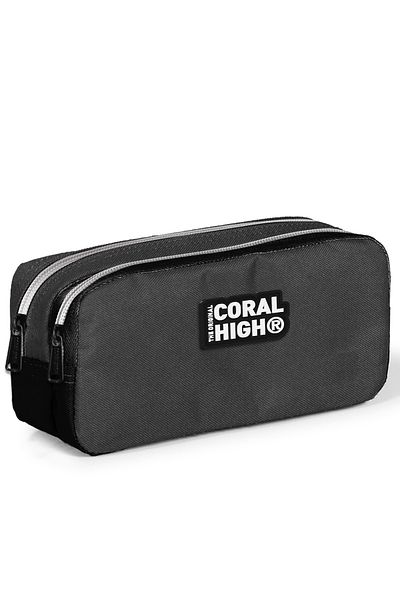 Coral High New Dark Gray Two Compartment Pencil Bag 22191 Design 542167