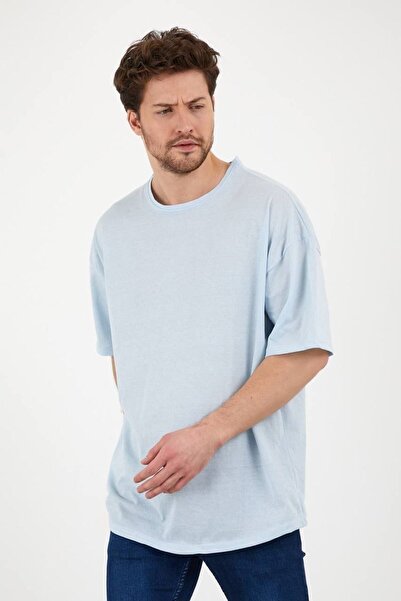 JAKARLI Unisex Pamuk Bisiklet Bebe Mavisi Oversize T-shirt