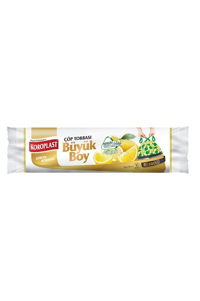Koroplast Large Garbage Bag - Lemon Scented and Drawstring, 10 x 25 Pack