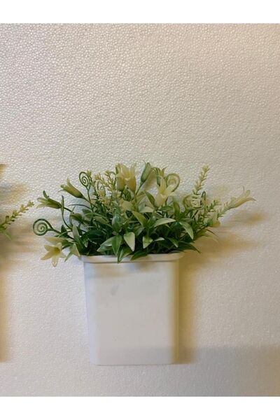 Süs ağacı Yapay Çiçek 2 Li Askılı Saksıda Kabak Çiçeği Yeşillik Duvar Süsü