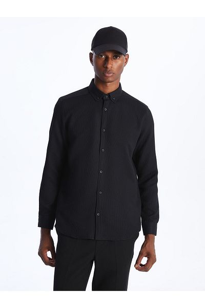 LC Waikiki Men's Shirt - Slim Fit, Long Sleeve, Dobby