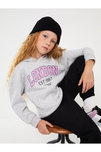 LC Waikiki Girls' Hoodie - Long Sleeve, Printed