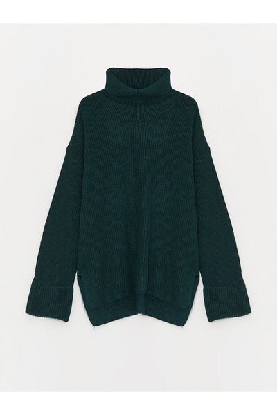 LC Waikiki Turtleneck Self-patterned Long Sleeve Oversize Women's Knitwear Sweater