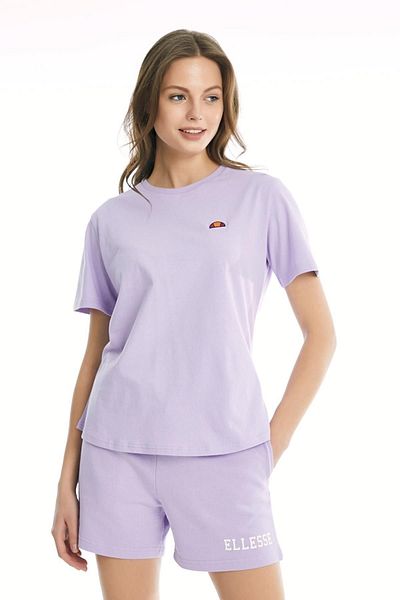 Ellesse طاقم الرقبة عادي أرجواني المرأة تي شيرت Ef015-lc المرأة تي شيرت