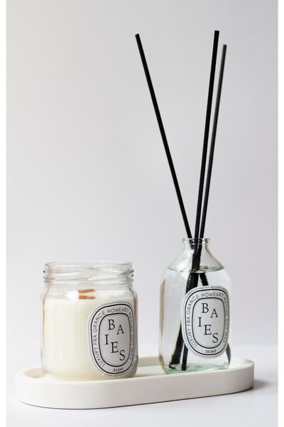 a&p ( Tabak Hariçtir) Baies Kokulu Ahsap Fitilli Mum Ve Oda Kokusu Seti (ALTLIK HARİÇTİR)