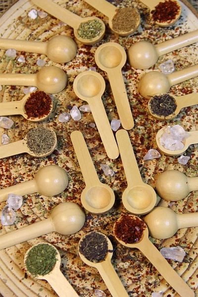 Rotanev 12 Pieces Wooden Spice Bowl - Scale Spoon - Wooden Spoon 7 Cm