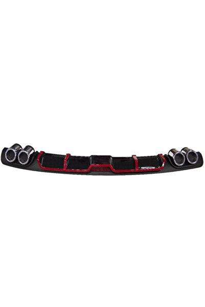 Araba Alışveriş Oto Tuning Unıversal Siyah Kırmızı Şeritli Arka Tampon Difüzör