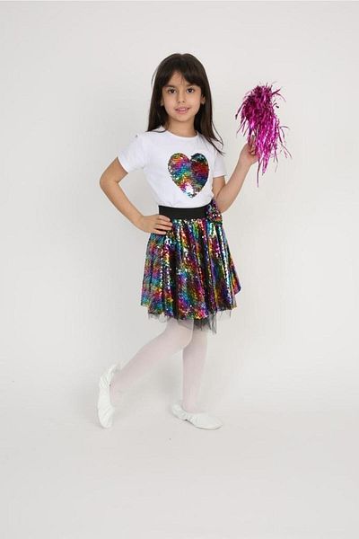 Dıgıl Kids Girl's Sequin Sequin Skirt Suit 23 April 29 October Performance Clothes