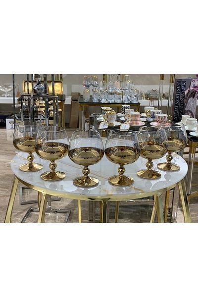 GOLD GLASS BOHEMIA CRYSTAL COFFEE SIDE GLASS