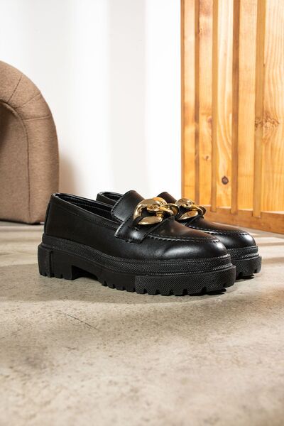 İmerShoes Дамски ежедневни мокасини с класическа дебела подметка и верижка, овален връх, 400-420-430