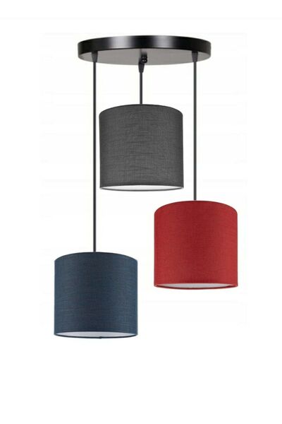 AKDENİZ AYDINLATMA ELEKTRİK MALZEMELERİ 3lü Silindir Abajur Sarkıt Avize