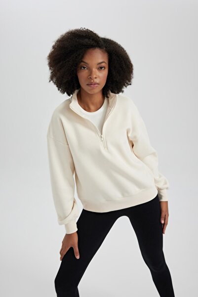 DeFacto Φούτερ κανονικής εφαρμογής με γιακά με φερμουάρ - Y7162az23wn