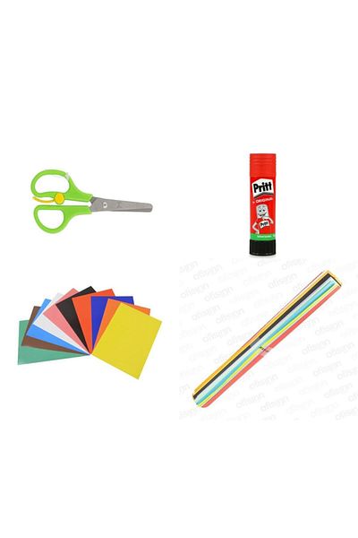 Gürpaş 50x70 Background Cardboard, 20x30 Craft Paper, Large Size Pritt 45 Gr, Scissors K.s