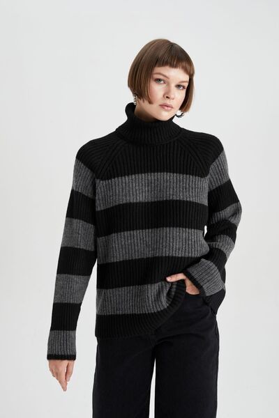 DeFacto Rollkragenpullover in Übergröße mit Rippenmuster - A8606ax23wn