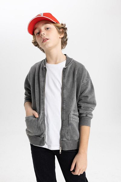 DeFacto Crew Neck and Washed Faded Boy's Cardigan - B6696a824sp