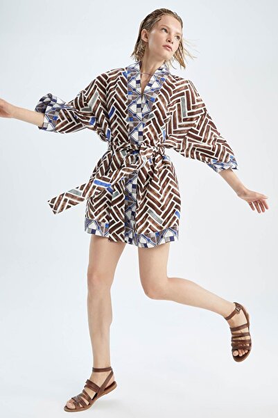 DeFacto Nefes Istanbul X Regular Fit Printed 100% βαμβακερό κιμονό X6381az22hs