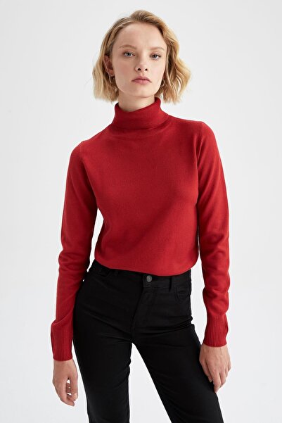 DeFacto Relax Fit Turtleneck Cashmere Textured Extra Soft Basic Sweater H1651Az22Wn