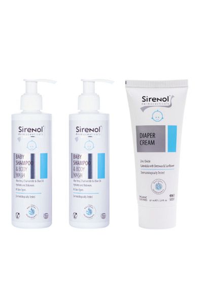 Sirenol مجموعة شامبو الأطفال الطبيعي المكونة من قطعتين وكريم طفح الحفاض العضوي