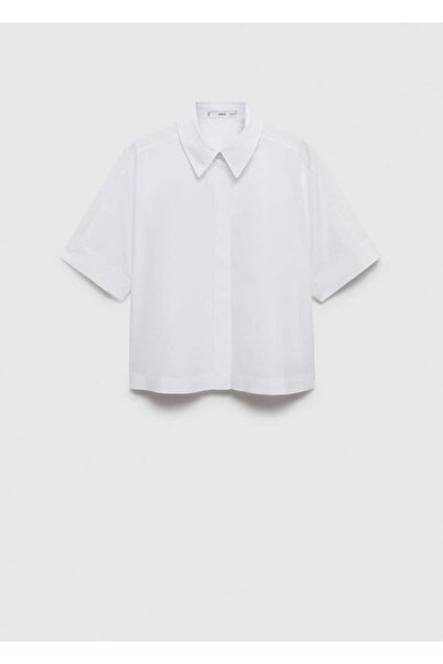 MANGO Woman Kısa kollu koton gömlek