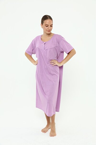 anne moda ankara Short Sleeve Full Summer Thin Cotton Nightgown