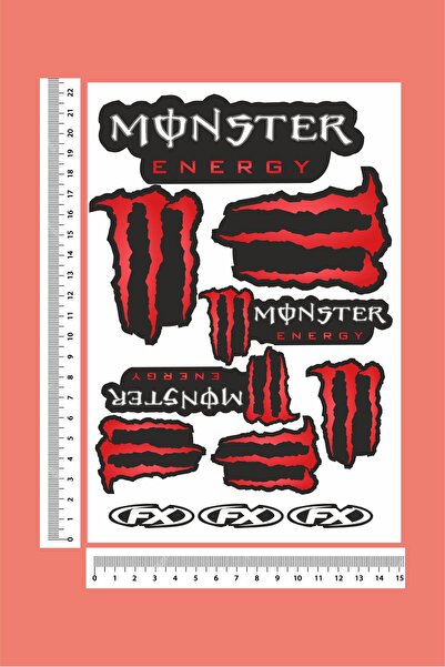 Piksel Sticker Set de autocolante pentru motociclete Red Monster - Autocolant...