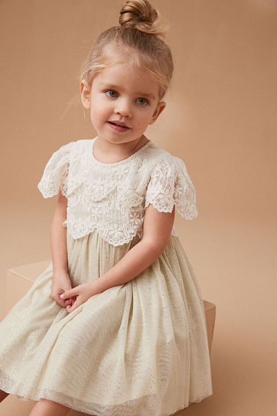 Next Baby Girl's Lace Mesh Special Occasion Dress - for Wedding and Party