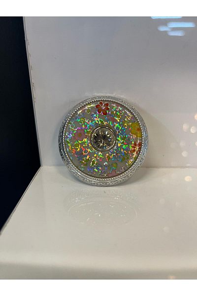 Taşkın Aksesuar 4.5cm Chrome Brooch Button - Plastic Accessory, Throw Pillow Pattern, Round Design, Colorful (2 PCS)