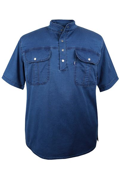 marufshop Cămașă de blugi DeepBlue pentru bărbați de mărime mare - între 120-178 kg, mânecă scurtă
