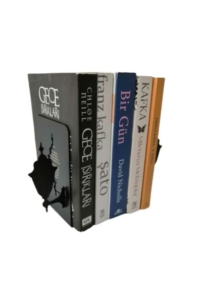 risingmaber Dekoratif Siyah Sokak Lambası Tasarımlı Metal Kitap Tutucu Desteğ...