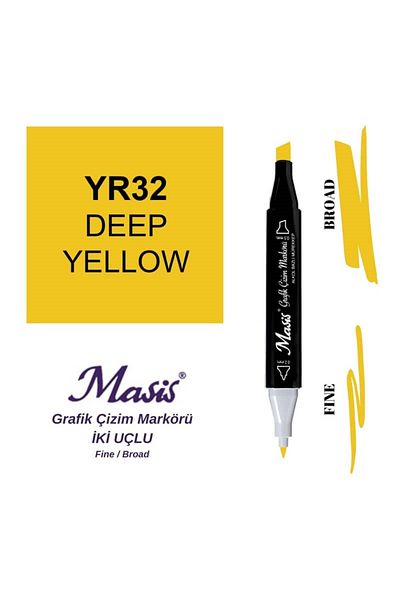 Masis 32 Dark Yellow Double Tip Graphic Pen