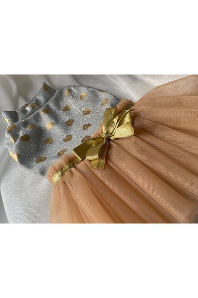 Barneystore Gold Glitter Cat Dog Tutu Dress