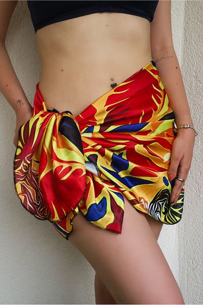 minufco Seemless Patterned Women's Beach Dress - Short Pareo Jersey Fabric