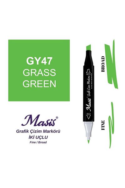 Masis Grass Green 47 Model Graphic Drawing Pen - Double Ended
